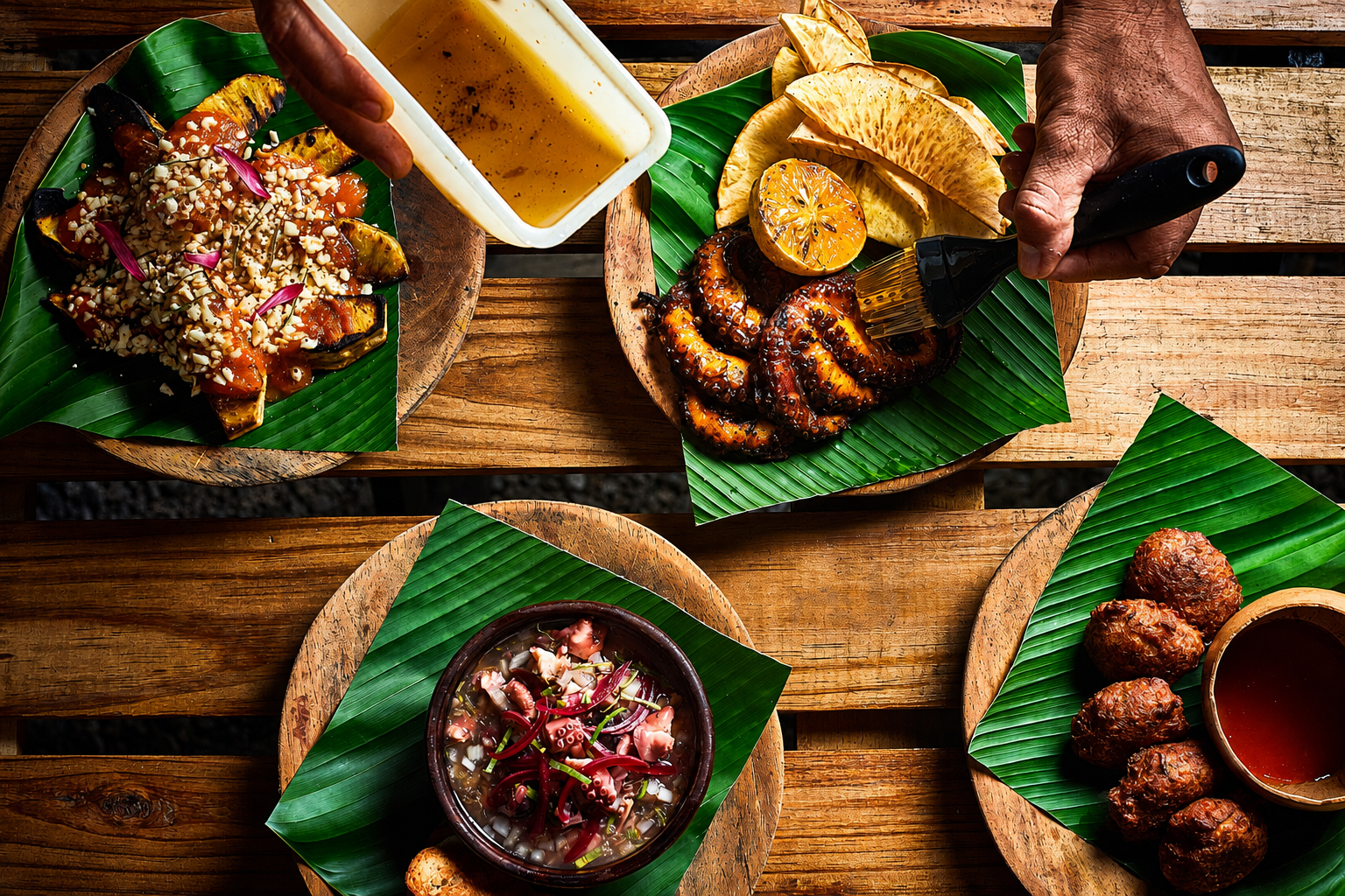 Platos caribeños de OCTO preparados a la parrilla